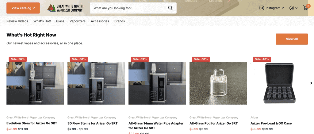 Great White North Vaporizer Company website for dry herb vaporizers