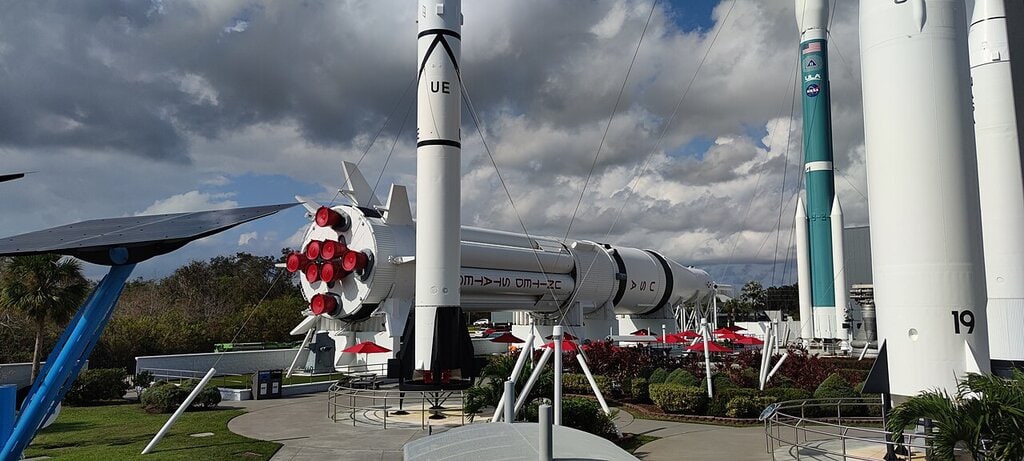 Kennedy Space Center Visitor Complex exterior entrance in Merritt Island, Florida