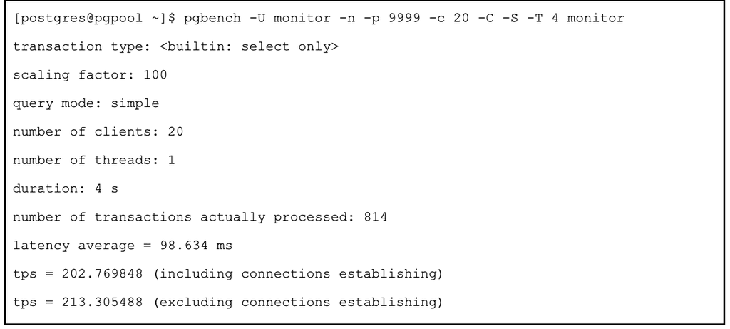 pgbench 'select only' testi sonucu (TPS ve gecikme değerleri)
