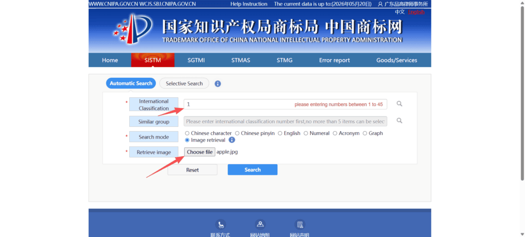 Step 3 of the image search with CNIPA