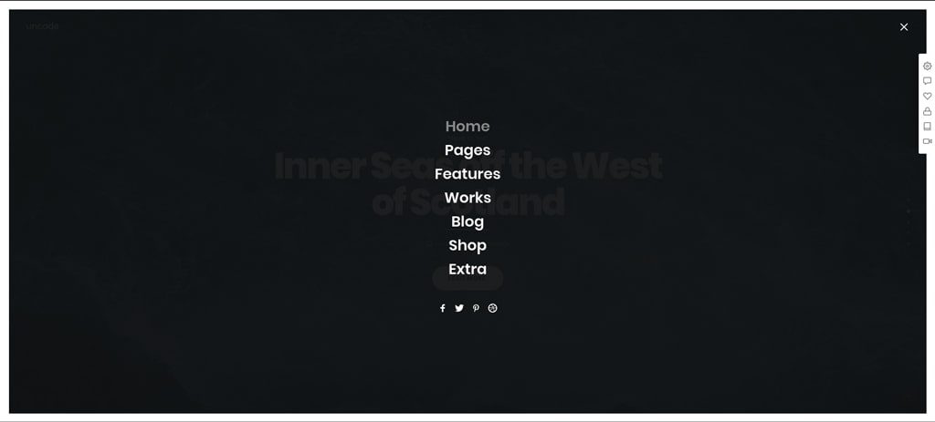 uncode menu for one of the best WordPress themes like Squarespace