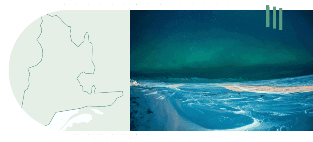 Quebec's northern regions Photo of Quebec's northern regions with a map