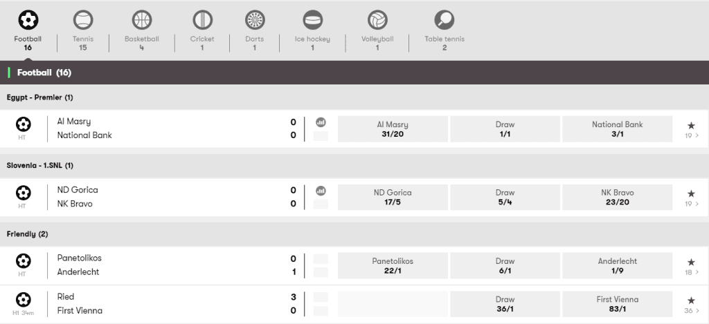 10Bet In-Play and Live Betting