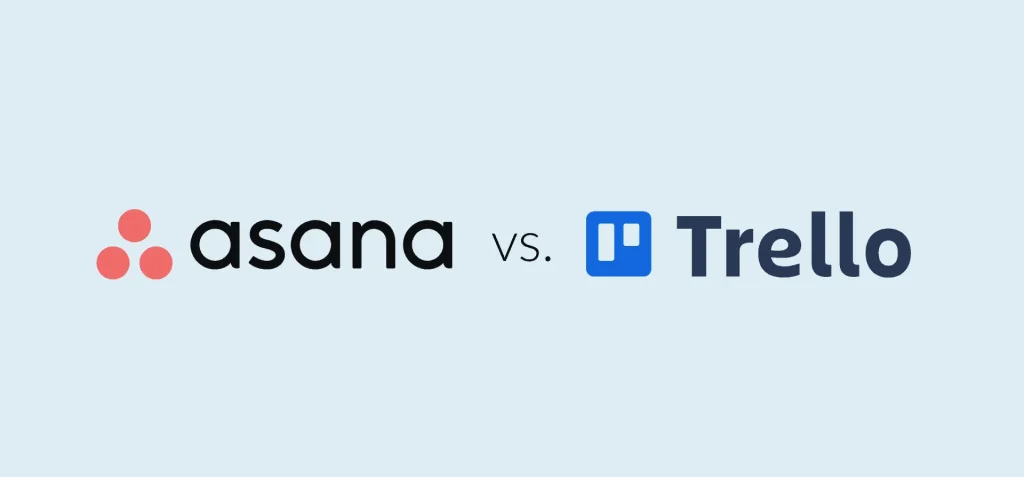 Asana vs. Trello logos side-by-side, representing a comparison between the two project management software tools.
