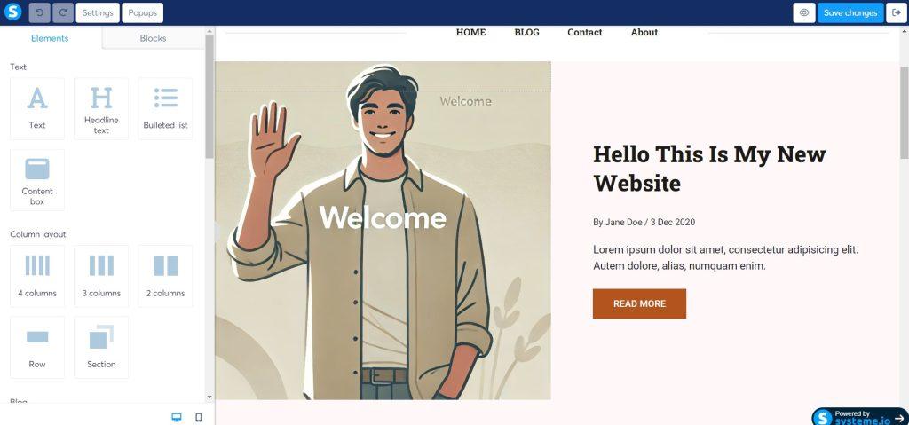 systeme.io pages and blog posts