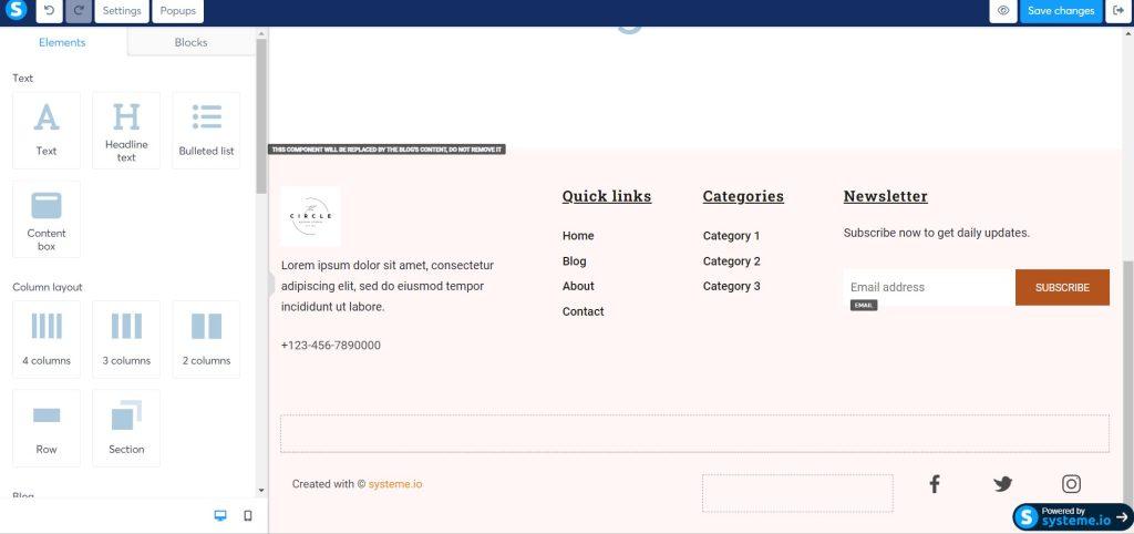 systeme.io footer