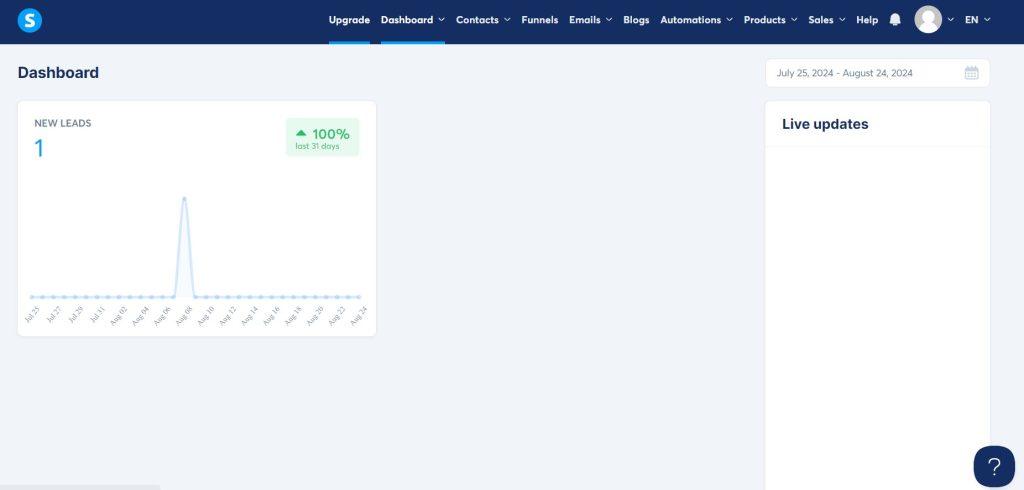systeme.io dashboard