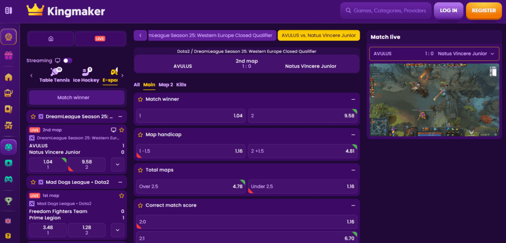 kingmaker esports betting