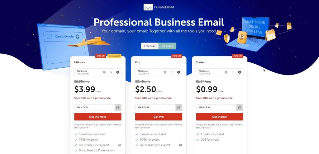 namecheap.com private email pricing