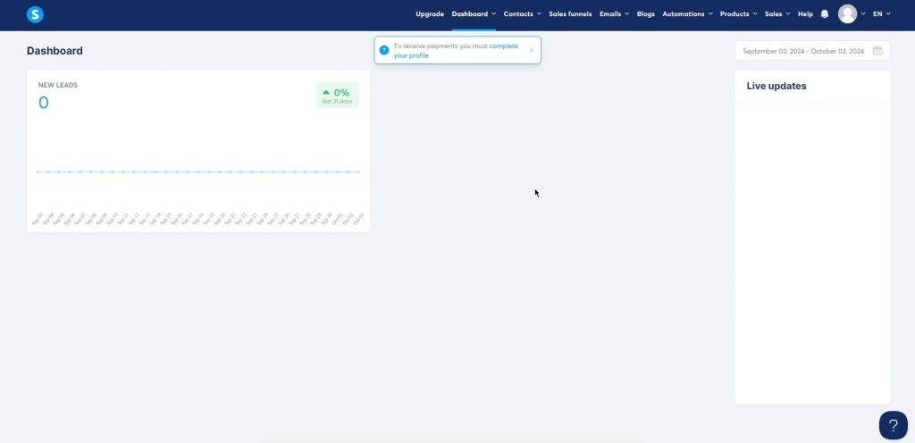 systeme.io dashboard