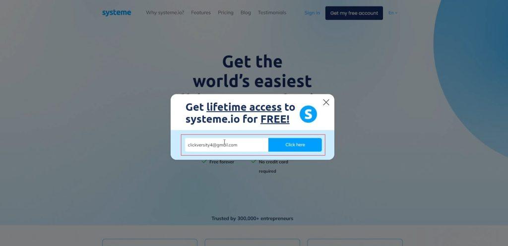 Systeme.io offers a free forever plan