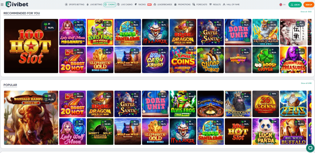 ivibet casino page