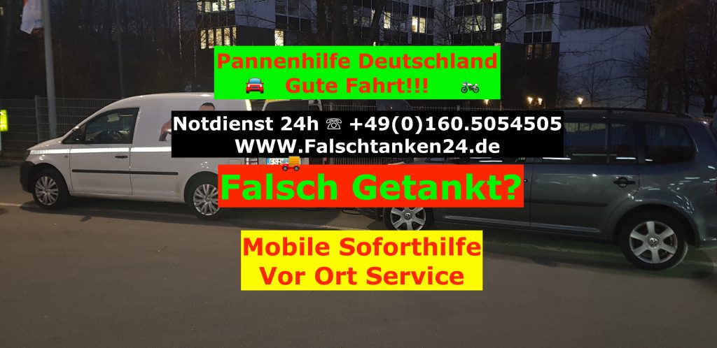 falsch getankt Werbung mit Telefonnummer 01605054505 Auto Pannenhilfe 24h Notdienst Mobil und website www.falschtanken24.de in München