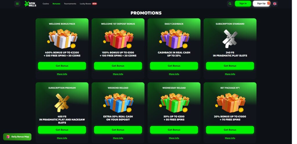 SpinMills bonus page