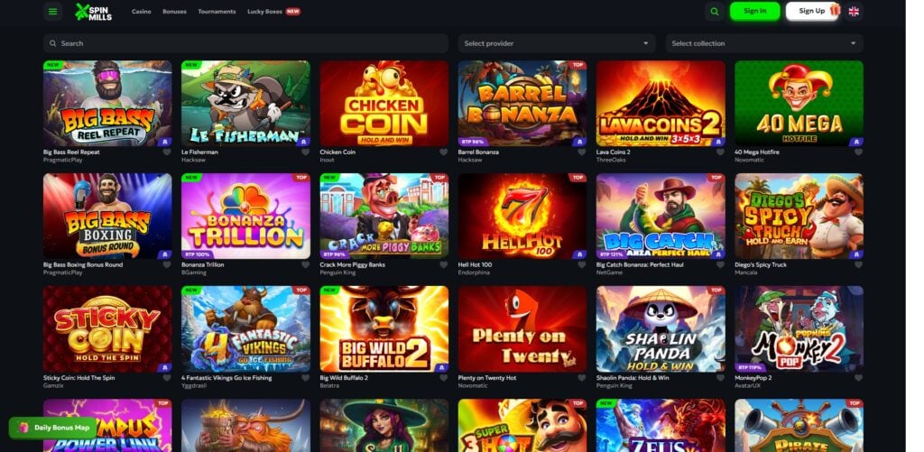 SpinMills slots page