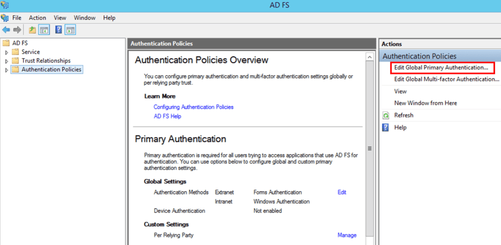 ADFS Microsoft Management Console