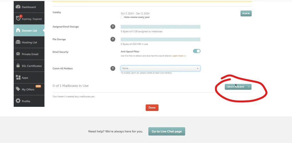 namecheap.com create a mailbox