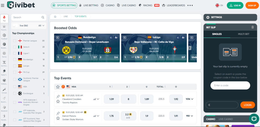 ivibet sports betting page