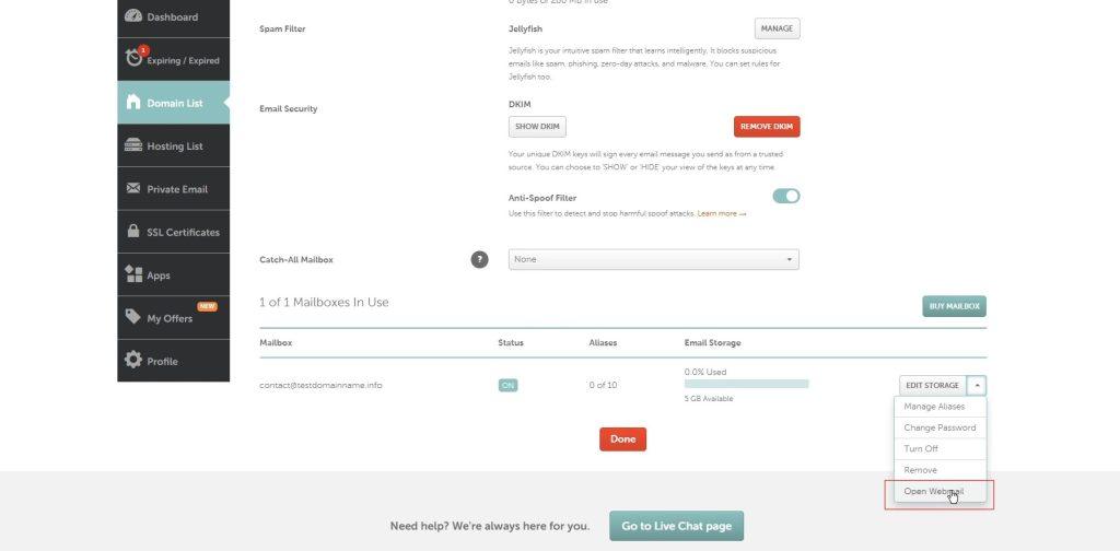 namecheap.com webmail
