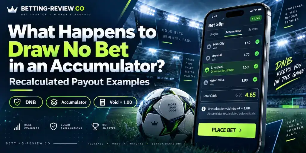 Draw No Bet in an accumulator with recalculated payout examples