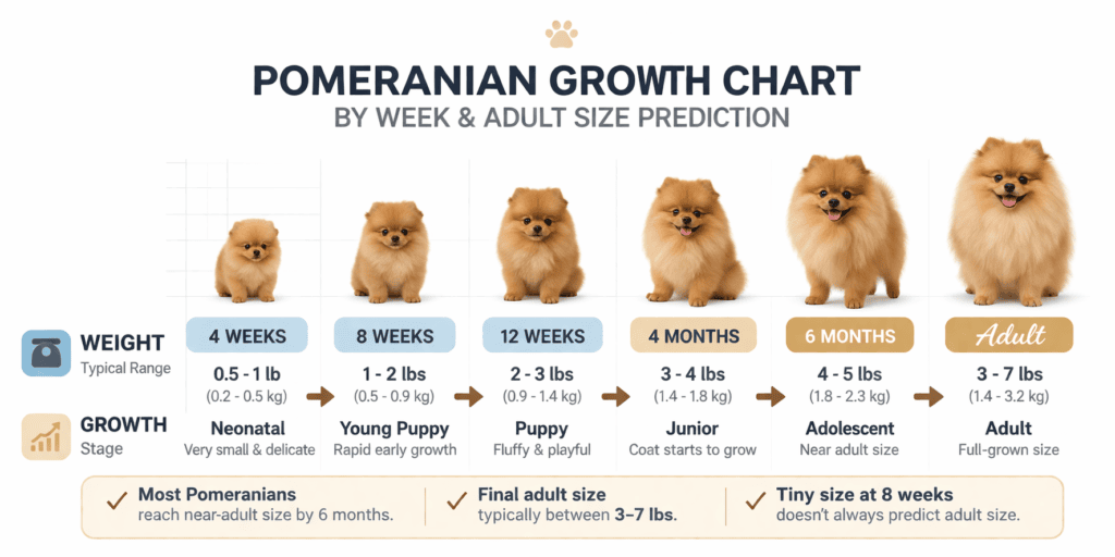 Breeds of Pomeranian| Types, Variations, Genetics & Complete Expert Guide (2026) Growth Chart by Week and Predicting Adult Size