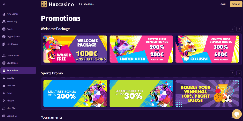 haz casino bonuses and promotions