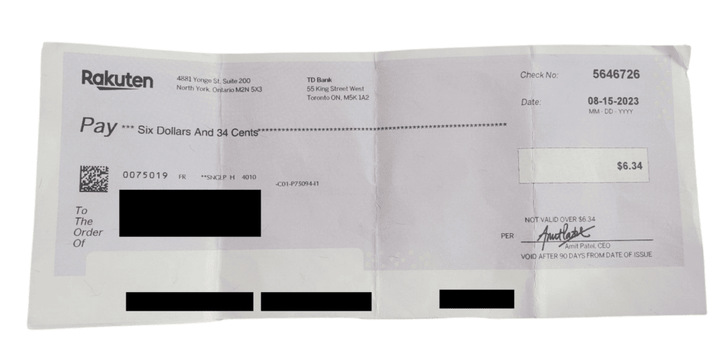 rakuten cheque