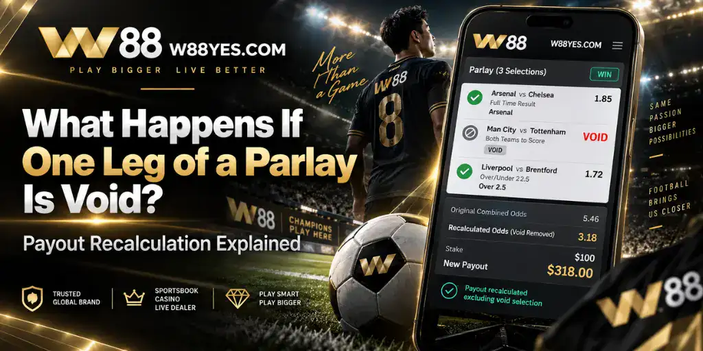What happens when one leg of a parlay is void and the payout is recalculated
