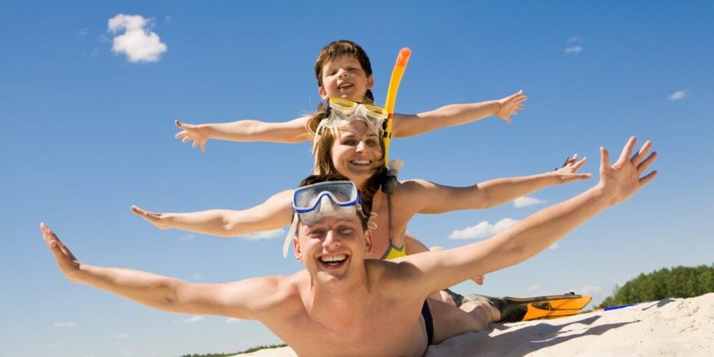 Familie, Kind, Strand, Urlaub, Reise, Spaß