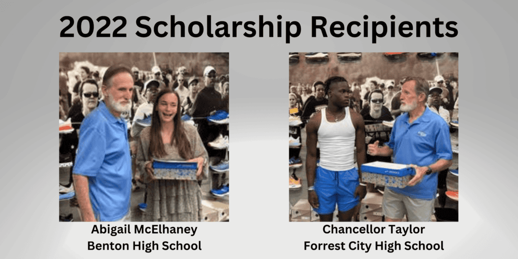 Scholarship recipients at Rock City Running event, award presentation for Benton High School and Forrest City High School students.