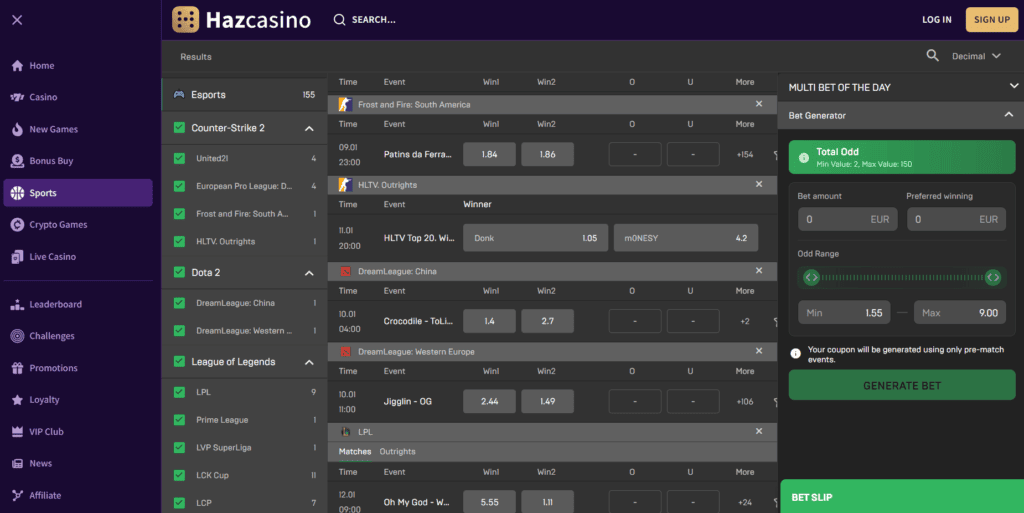 haz casino esports betting