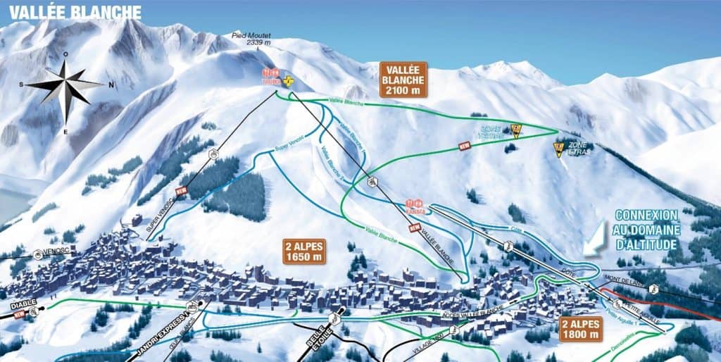 Les 2 Alpes for good snow, great skiing and fun apres 6 Les Deux Alpes piste map