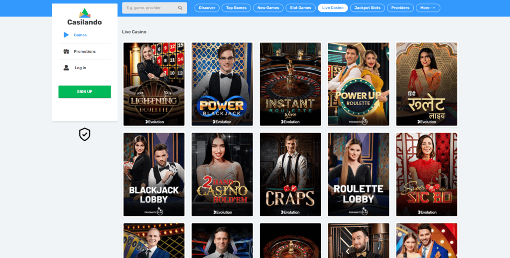 casilando live casino - casilando review