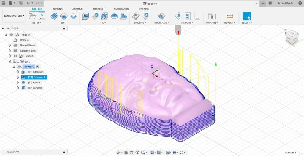 contour finishing toolpath