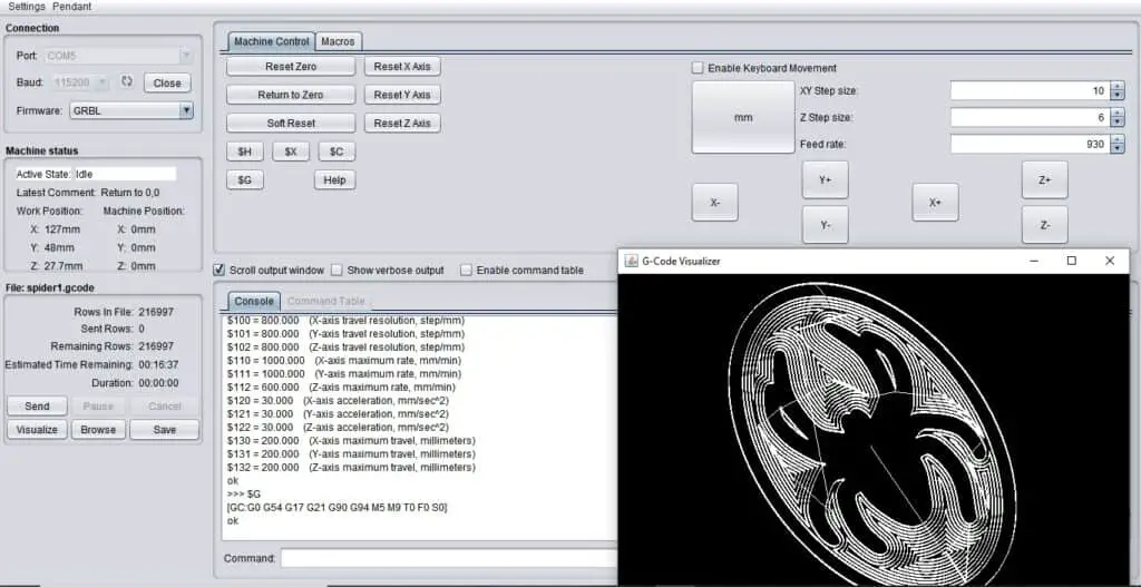 Universal Gcode Sender spider code