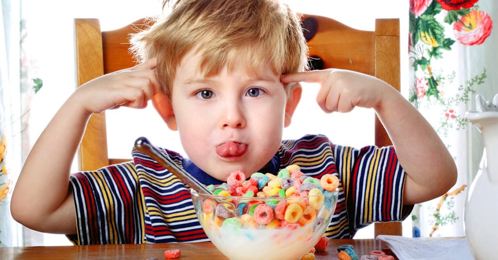 a child eating cereal