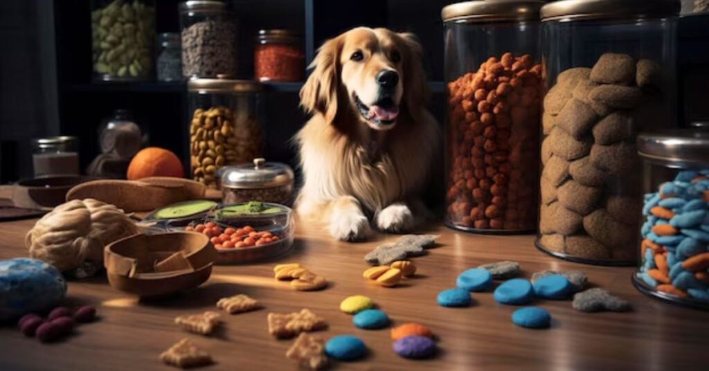 Nutrish dog food on kitchen counter”
