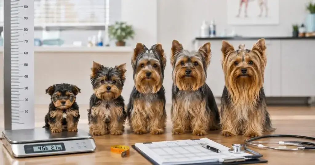 how big do yorkies get average size and weight