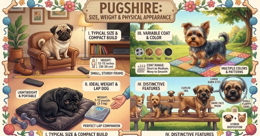 pugshire size, weight, and physical appearance