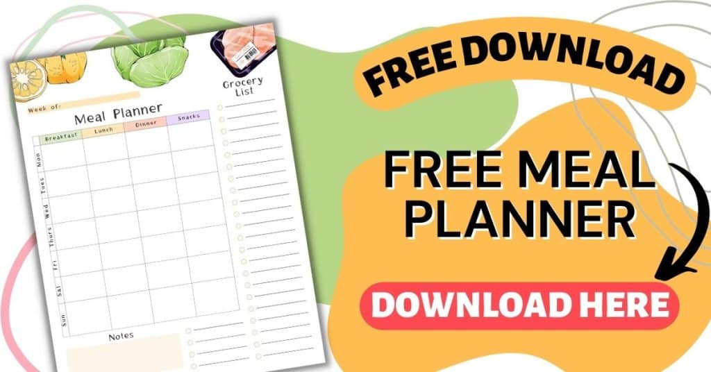 Free printable meal planner.