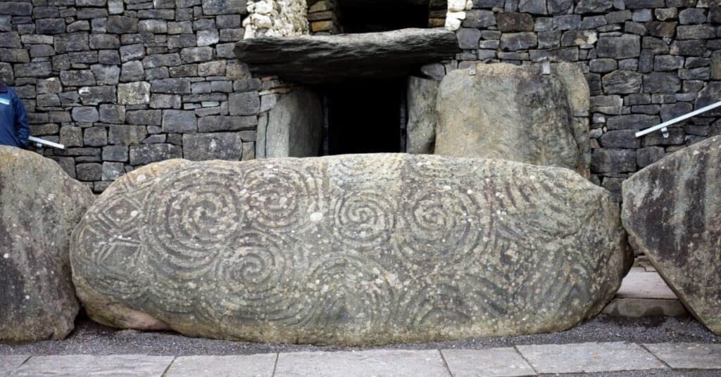 Newgrange's famous Portal Stone with the Triple Spiral