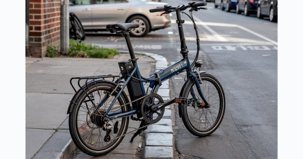 crno električno biciklo parkirano u gradu