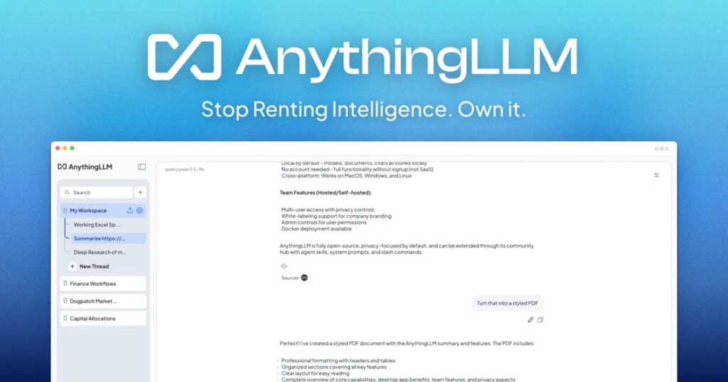 AnythingLLM - изображение на софтуера
