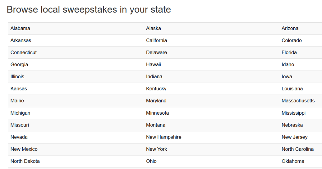 local sweepstakes
