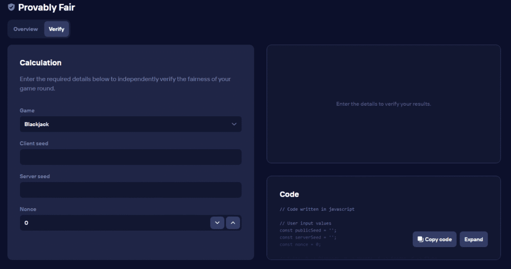 Duel.com provably fair page demonstrating game fairness verification tools