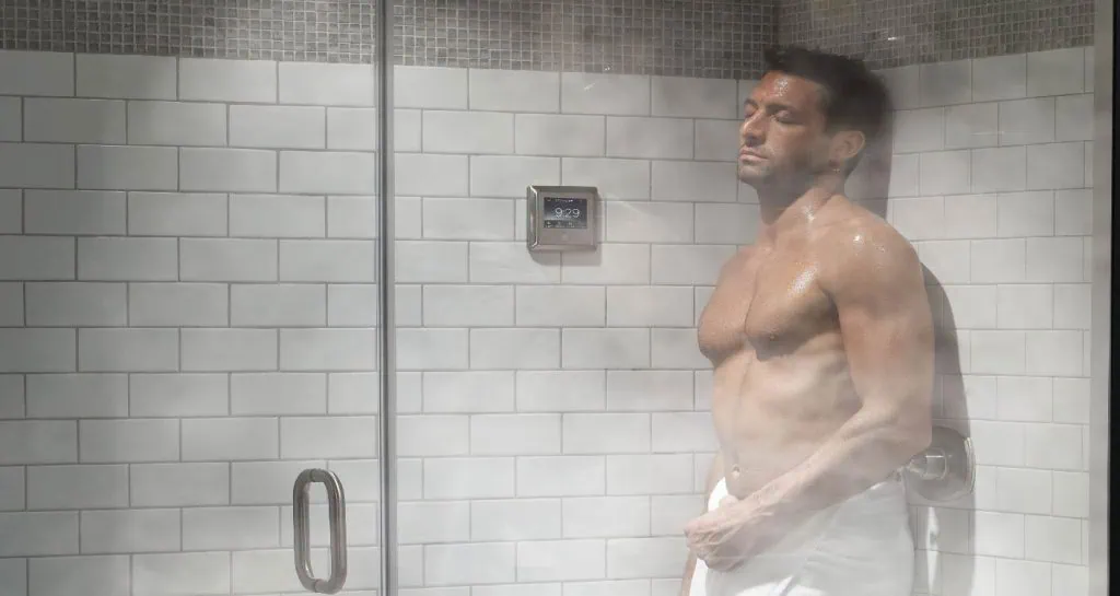 a man taking a shower
