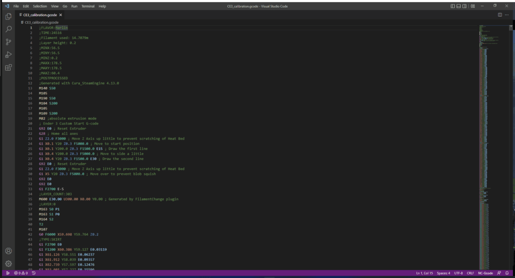 G-Code Opened In Text Editor