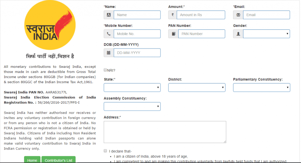 Swaraj India Donate