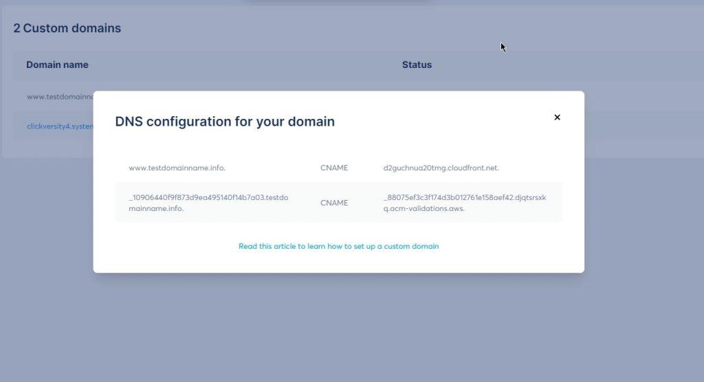 systeme.io domain DNS