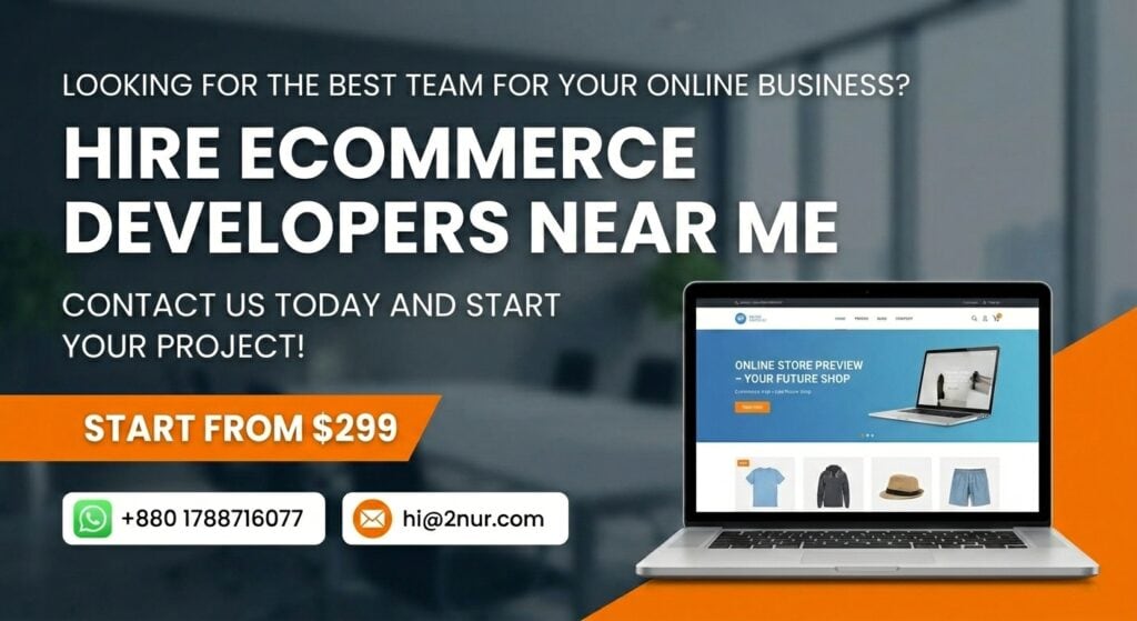 Professional ecommerce developers providing custom online store development services for businesses searching to hire ecommerce developers near me.